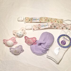 Baby Bundle / Pacifier - Pacifier Clip - Hand Cover - Socks